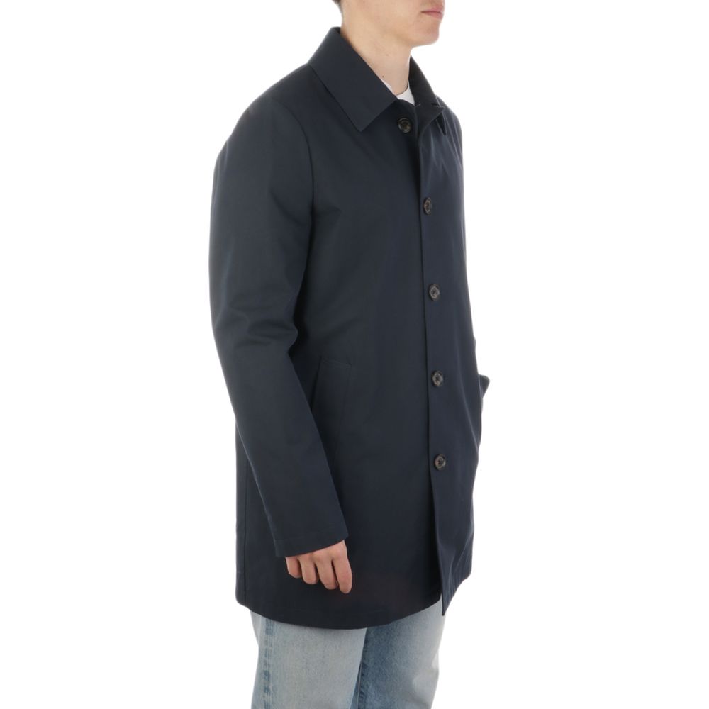 Aquascutum Blauer Baumwoll-Trenchcoat für Männer